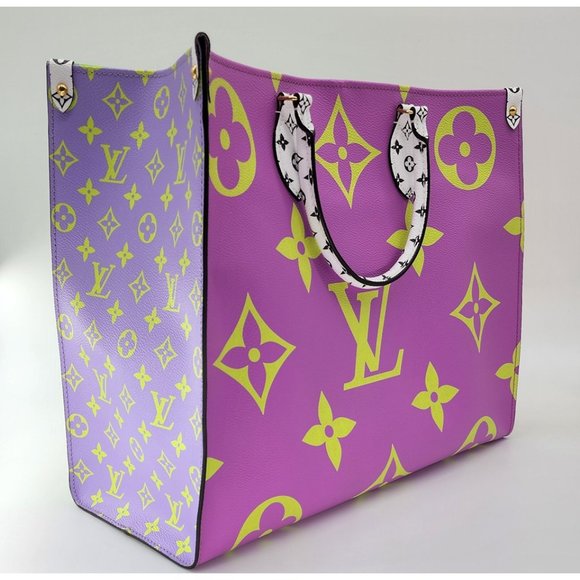 Louis Vuitton Onthego GM Giant Flower Limited Edition Purple Vert Monogram Tote - Picture 6 of 12